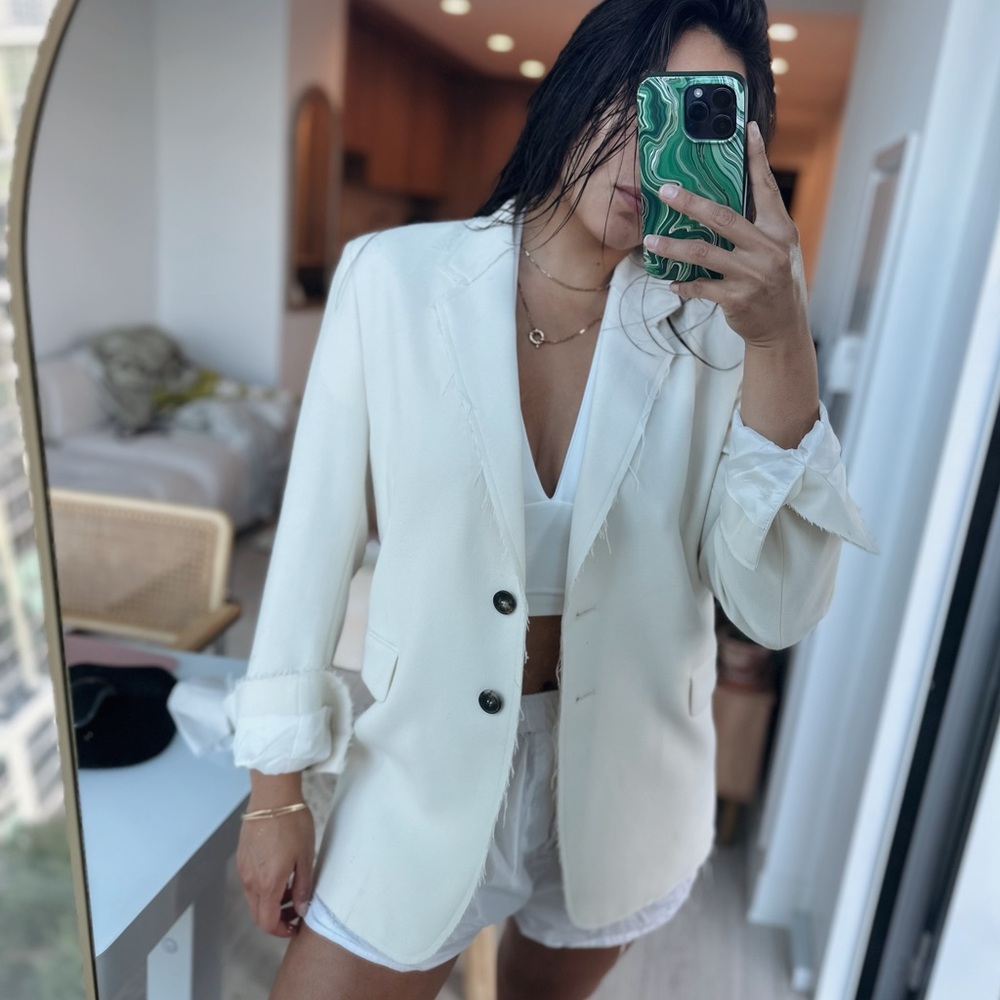 Frame Oversized Cut Edge Blazer